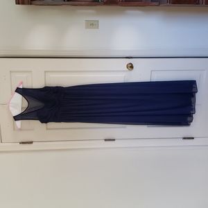 Bridesmaid dress w/ illusion sweetheart neckline - David's Bridal F15927 Marine